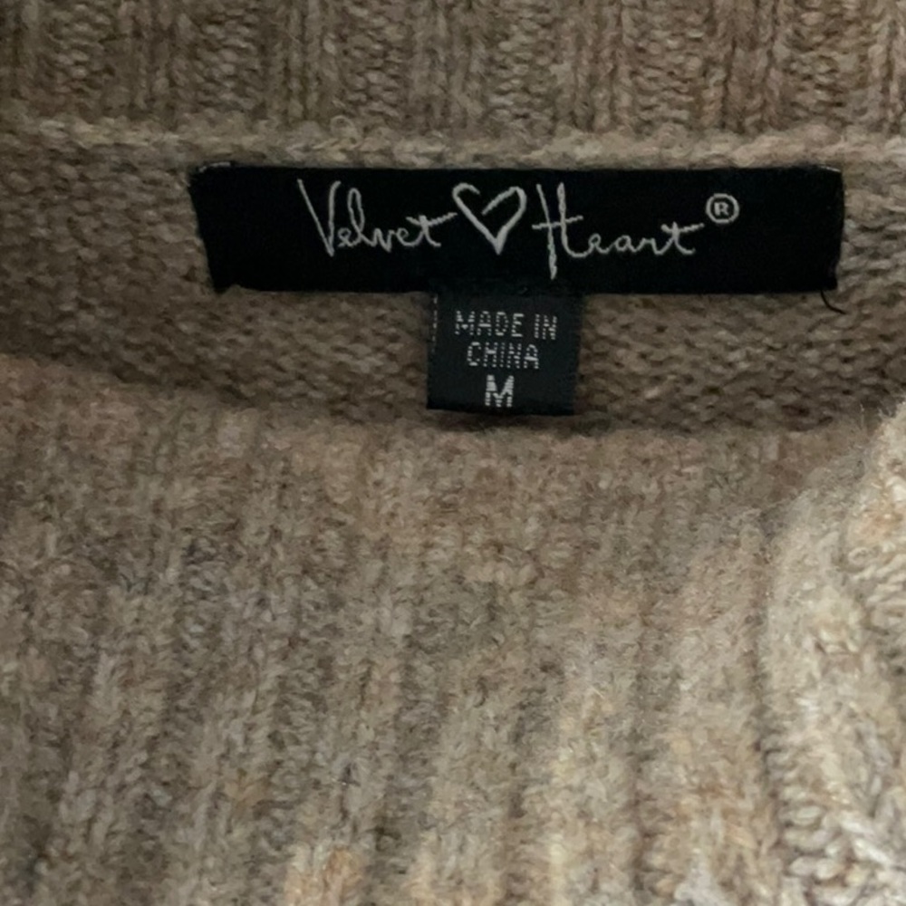 Velvet Heart Turtleneck Sweater - Tan & Gray Blend - Picture 2 of 7